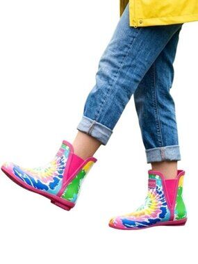 London Fog Piccadilly Rain Boot Chelsea Gusset Pull On Rainbow Size 9M